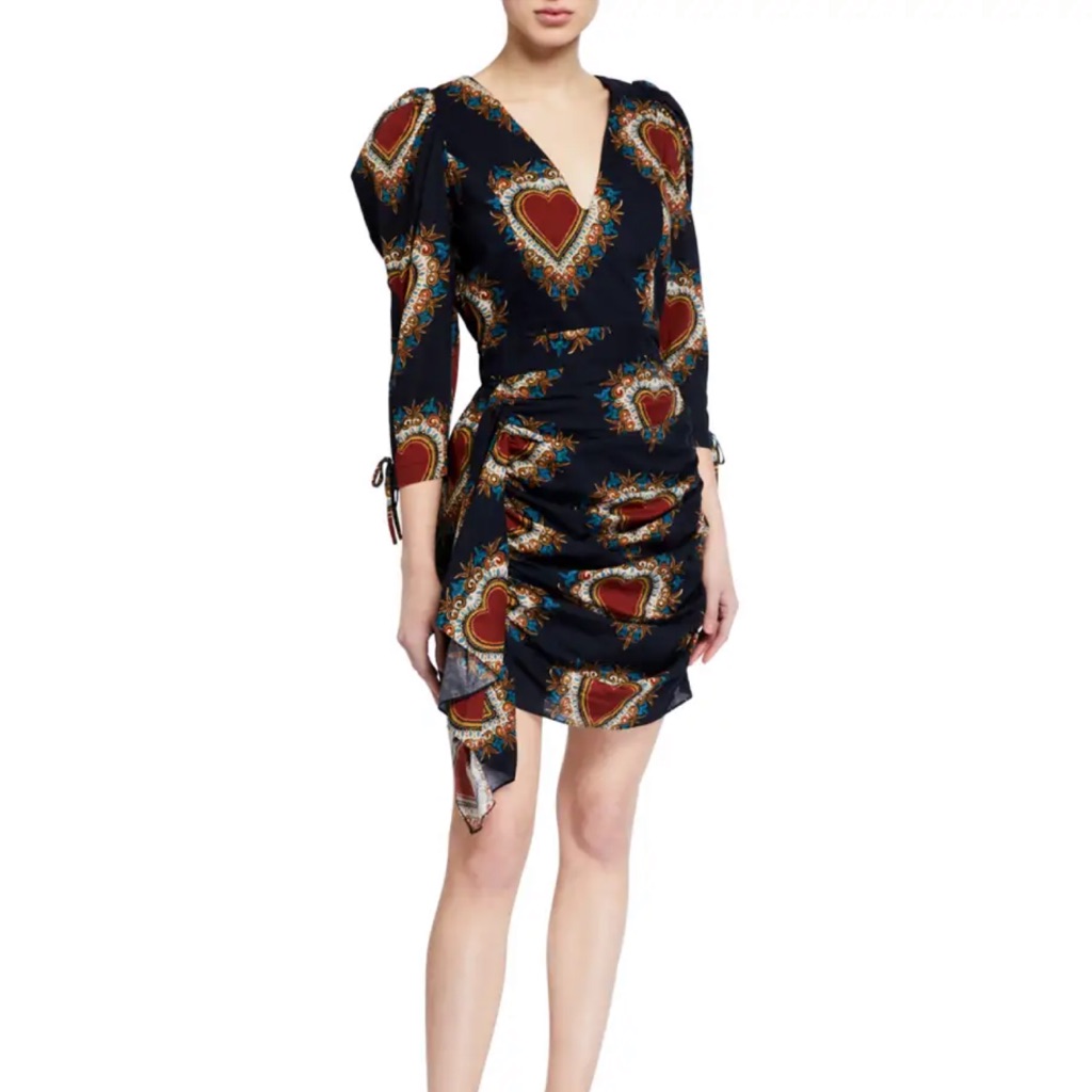 Rhode Piper Gathered Heart Print Dress